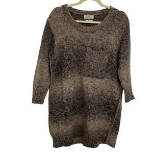 Madewell Wallace Brown Knit Half Sleeve Tunic Sweater Womens M Speckled Chunky